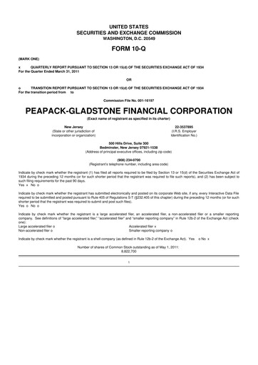 Thumbnail Peapack-Gladstone Financial 10-Q Quarterly Report FY 