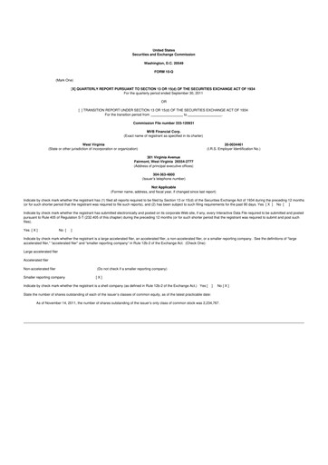 Thumbnail MVB Financial 10-Q Quarterly Report FY2011 