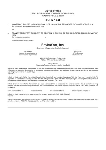 Thumbnail EVI Industries 10-Q Quarterly Report FY2011 