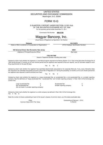 Thumbnail Magyar Bancorp 10-Q Quarterly Report FY2012 