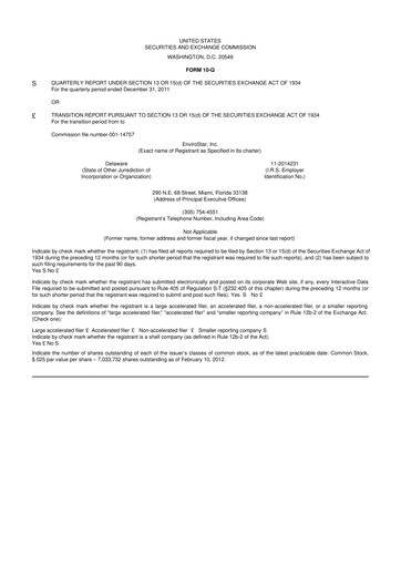 Thumbnail EVI Industries 10-Q Quarterly Report FY2012 