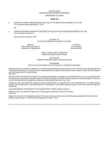 Thumbnail EVI Industries 10-Q Quarterly Report FY2012 