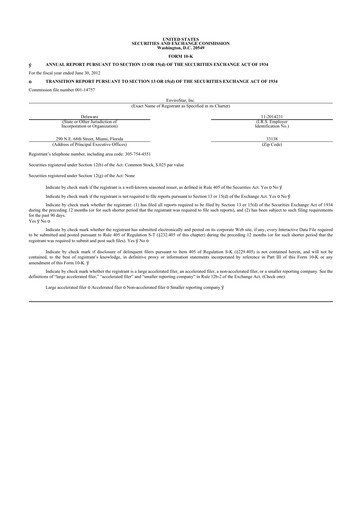 Thumbnail EVI Industries 10-K Annual Report 2012