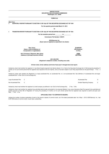 Thumbnail BCB Bancorp 10-Q Quarterly Report FY2013 