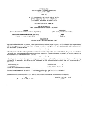 Thumbnail Magyar Bancorp 10-Q Quarterly Report FY2014 