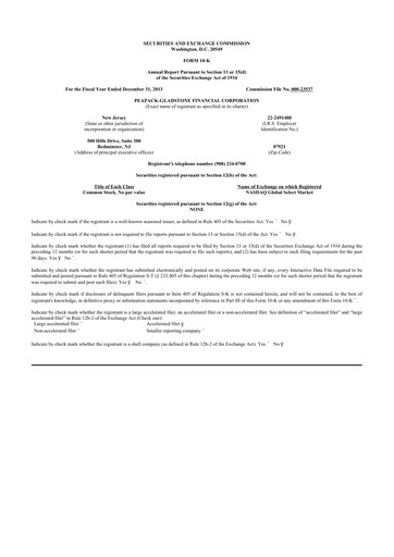 Thumbnail Peapack-Gladstone Financial 10-K Annual Report 2013