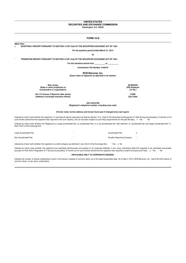 Thumbnail BCB Bancorp 10-Q Quarterly Report FY2014 