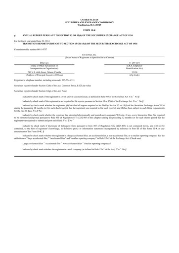 Thumbnail EVI Industries 10-K Annual Report 2014