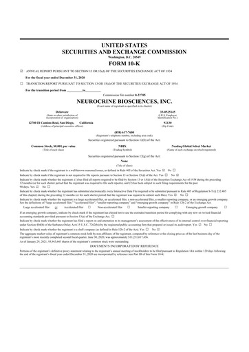 Thumbnail Neurocrine Biosciences
 10-K Annual Report 2020