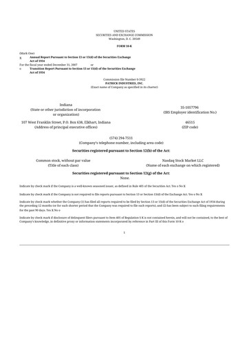 Thumbnail Patrick Industries 10-K Annual Report 