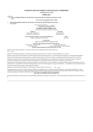 Thumbnail Patrick Industries 10-K Annual Report 