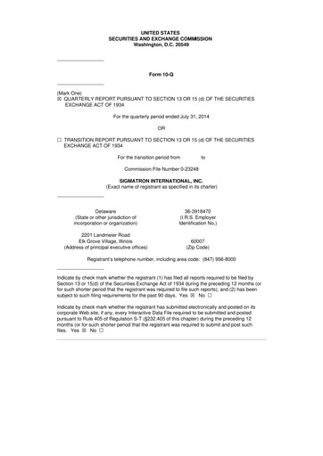 Thumbnail SigmaTron International 10-Q Quarterly Report FY2015 