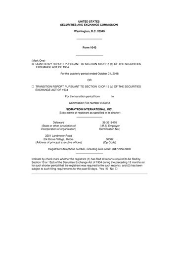 Thumbnail SigmaTron International 10-Q Quarterly Report FY2019 