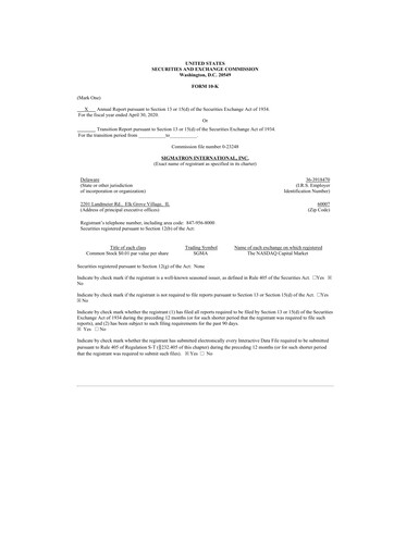 Thumbnail SigmaTron International 10-K Annual Report 2020