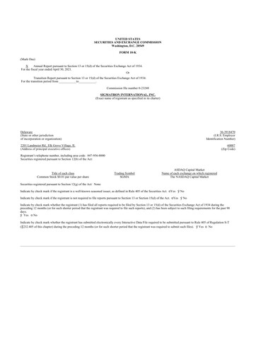 Thumbnail SigmaTron International 10-K Annual Report 2021