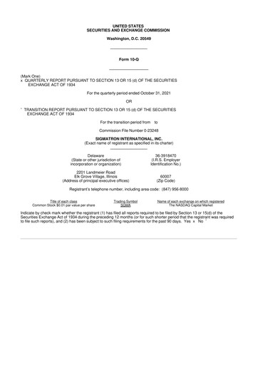 Thumbnail SigmaTron International 10-Q Quarterly Report FY2022 