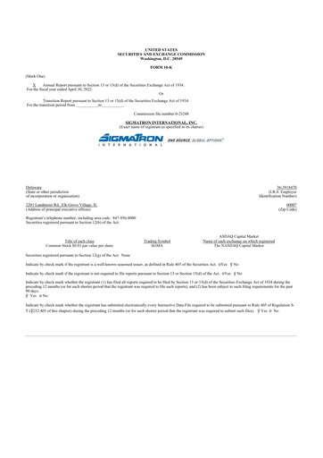 Thumbnail SigmaTron International 10-K Annual Report 2022