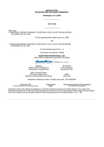 Thumbnail SigmaTron International 10-Q Quarterly Report FY2023 