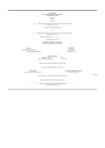 Thumbnail Eastman Chemical
 10-K Annual Report 