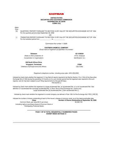 Thumbnail Eastman Chemical
 10-Q Quarterly Report FY 