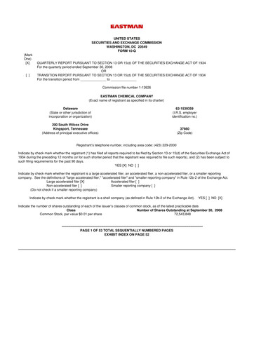 Thumbnail Eastman Chemical
 10-Q Quarterly Report FY 