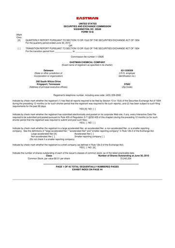 Thumbnail Eastman Chemical
 10-Q Quarterly Report FY2010 