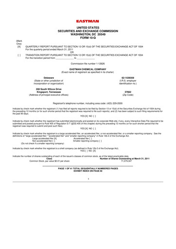 Thumbnail Eastman Chemical
 10-Q Quarterly Report FY2011 