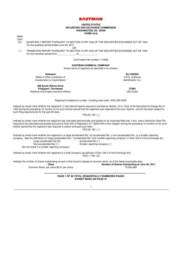 Thumbnail Eastman Chemical
 10-Q Quarterly Report FY2011 