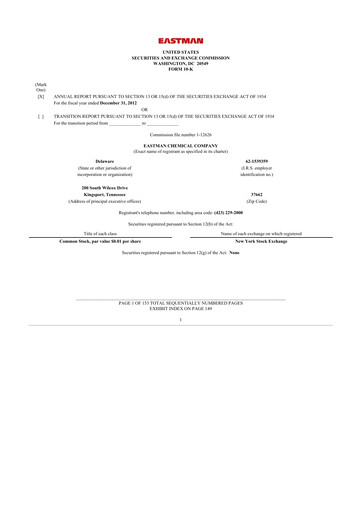 Thumbnail Eastman Chemical
 10-K Annual Report 2012