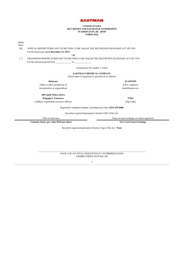 Thumbnail Eastman Chemical
 10-K Annual Report 2013