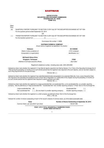 Thumbnail Eastman Chemical
 10-Q Quarterly Report FY2014 