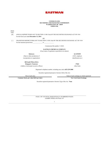 Thumbnail Eastman Chemical
 10-K Annual Report 2014