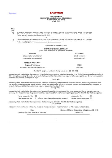 Thumbnail Eastman Chemical
 10-Q Quarterly Report FY2015 
