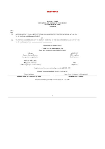 Thumbnail Eastman Chemical
 10-K Annual Report 2015