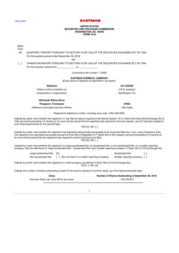 Thumbnail Eastman Chemical
 10-Q Quarterly Report FY2016 