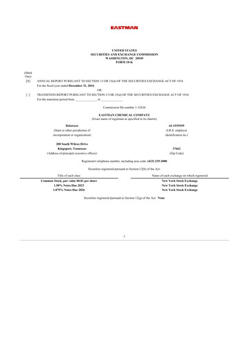 Thumbnail Eastman Chemical
 10-K Annual Report 2016