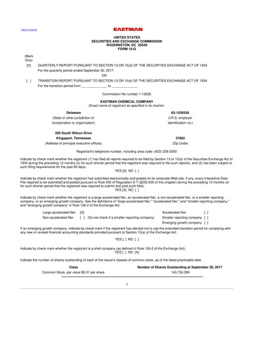 Thumbnail Eastman Chemical
 10-Q Quarterly Report FY2017 