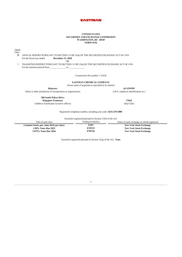 Thumbnail Eastman Chemical
 10-K Annual Report 2020