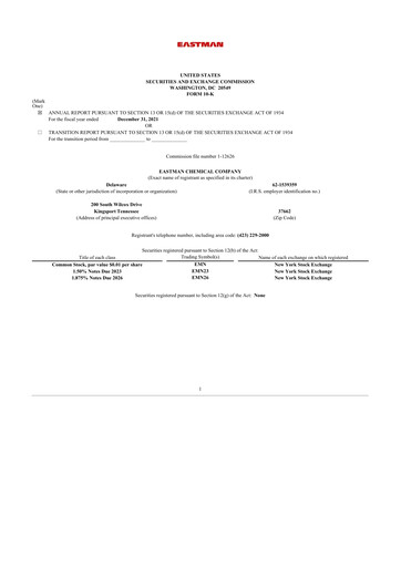 Thumbnail Eastman Chemical
 10-K Annual Report 2021