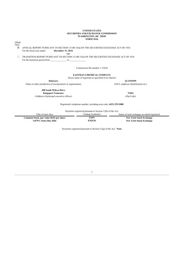 Thumbnail Eastman Chemical
 10-K Annual Report 2024