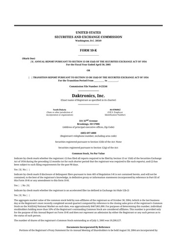 Thumbnail Daktronics 10-K Annual Report 