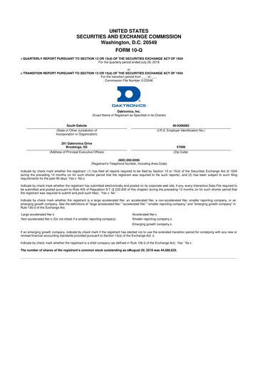 Thumbnail Daktronics 10-Q Quarterly Report FY2019 