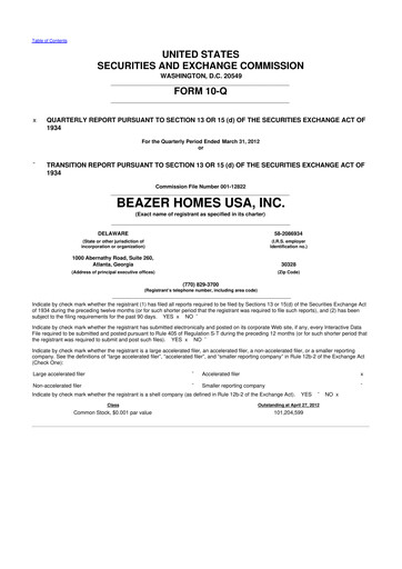 Miniature Beazer Homes USA
 10-Q Rapport trimestriel 2012 