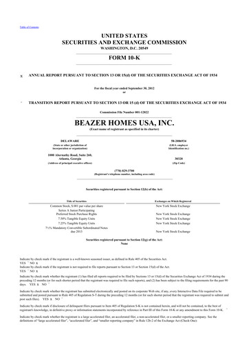 Thumbnail Beazer Homes USA
 10-K Annual Report 2012