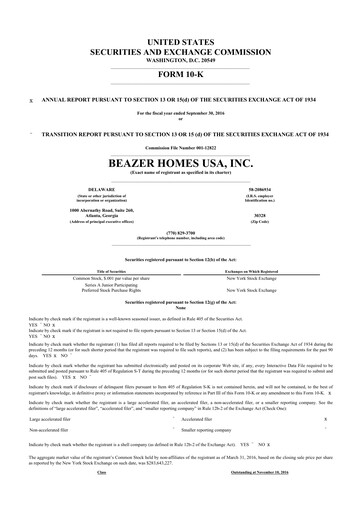 Thumbnail Beazer Homes USA
 10-K Annual Report 2016