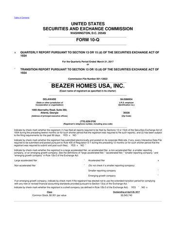 Miniature Beazer Homes USA
 10-Q Rapport trimestriel 2017 