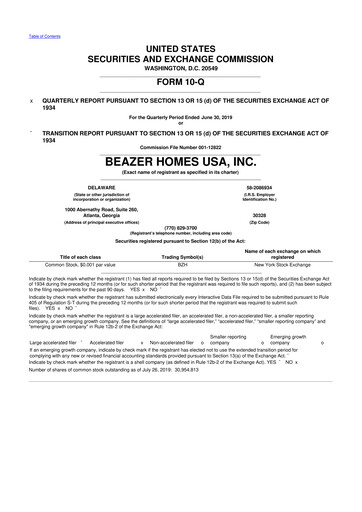 Miniature Beazer Homes USA
 10-Q Rapport trimestriel 2019 