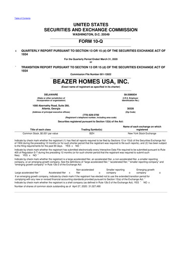 Miniature Beazer Homes USA
 10-Q Rapport trimestriel 2020 