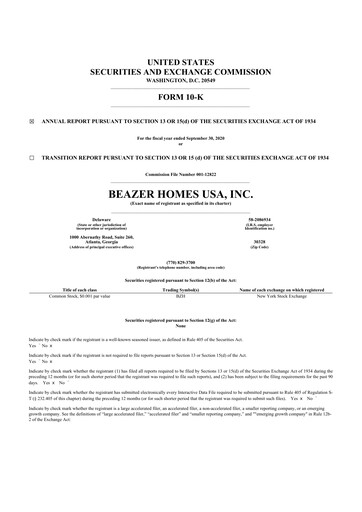 Thumbnail Beazer Homes USA
 10-K Annual Report 2020