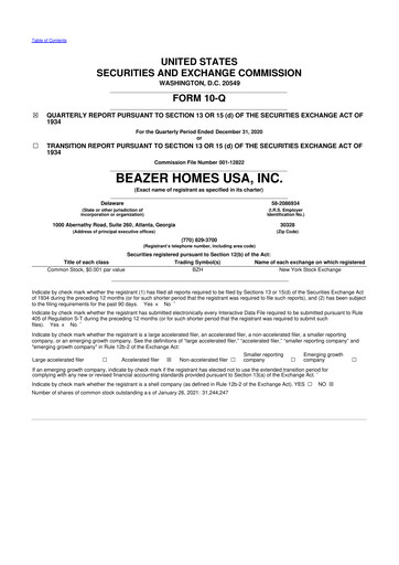 Miniature Beazer Homes USA
 10-Q Rapport trimestriel 2021 
